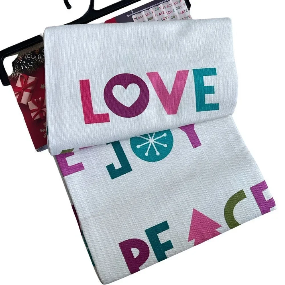 Joy Peace Love Holiday Shower Curtain 72” x 72” NWT